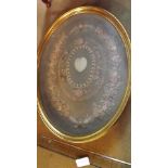 A Victorian style shell-work oval pictur