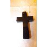 A Victorian Whitby Jet cross 3" x 2".