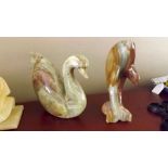 A 20th century onyx figure of a swan and