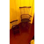 Two early 20th century doll's chairs wit