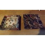 Two Art Pottery hand decorated square di