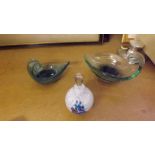 Three pieces of 20th century Mdina glass