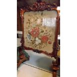 A Victorian highly decorated firescreen