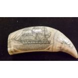 A copy of an antique Scrimshaw tusk depi