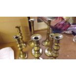 Four pairs of antique and other brass ca
