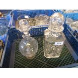 Two 20th century cut glass decanters bei