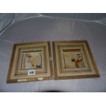 TWO 19thC NEEDLEPOINT PICTURES 20 X 20CM EST[£40-£60]