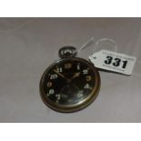 JAEGER/LE COULTURE BRONZE CASED MILITARY POCKET WATCH GSTP 113380 EST[£40-£70]