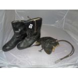 VINTAGE AVIATION, PILOT'S HELMET AND BOOTS EST[£40-£80]