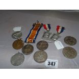 FIRST WORLD WAR DEFENSE AND WAR MEDALS AWARDED TO J WOOD RNR AND JUBILEE MEDALS AND COINS EST [£