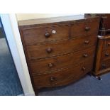 19TH C MAHOGANY BOW FRONTED CHEST OF DRAWERS EST [£80-120]