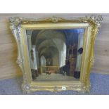 J BOSBOOM 19TH CENTURY OIL PAINTING OF CHURCH INTERIOR 44 X 40 CM