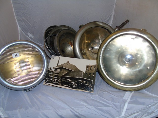 EARLY 10 INS MOTOR CAR LAMP CHROME BODY BY S & M LAMP CO LOS ANGELES 2 OTHER 12 INS & OTHER PARTS