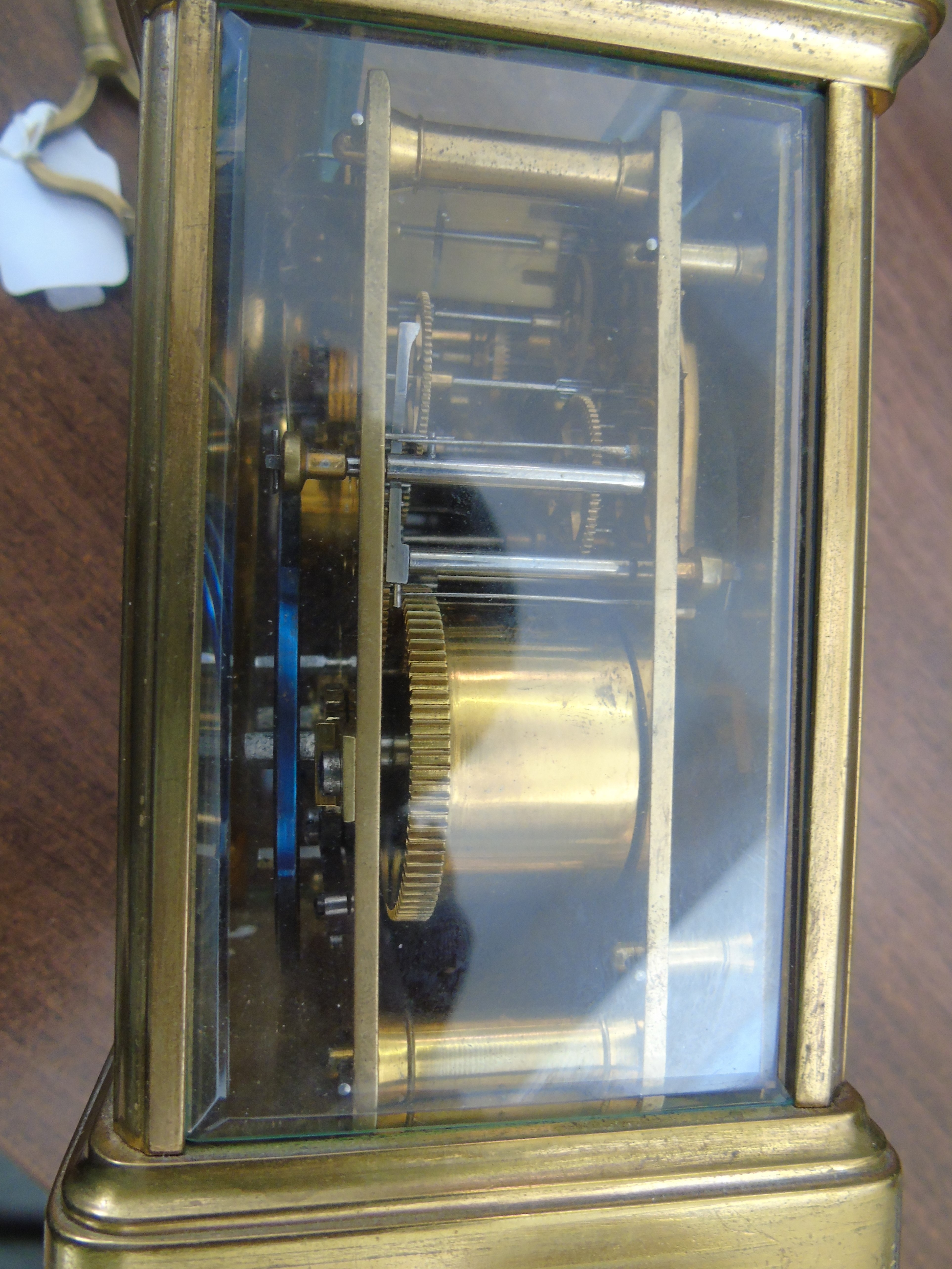 19th CENTURY BRASS CARRIAGE CLOCK FUSSE REPEATER MOVEMENT HAIR LINE ON DIAL EST[£40-£60] - Image 6 of 8