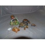 ROYAL ADDERLEY CHINA BIRD & CHICK FIGURE & 3 WADE TURTLES EST[£15-£30]