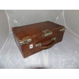 VINTAGE LEATHER DOCUMENT CASE WITH NICKLE PLATED FITTINGS EST [£20-£40]