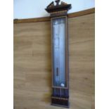 ADMIRAL FITZROY STYLE BAROMETER MAHOGANY CASE WITH INLAYS AND SILVER DIAL EST [£100-£180]