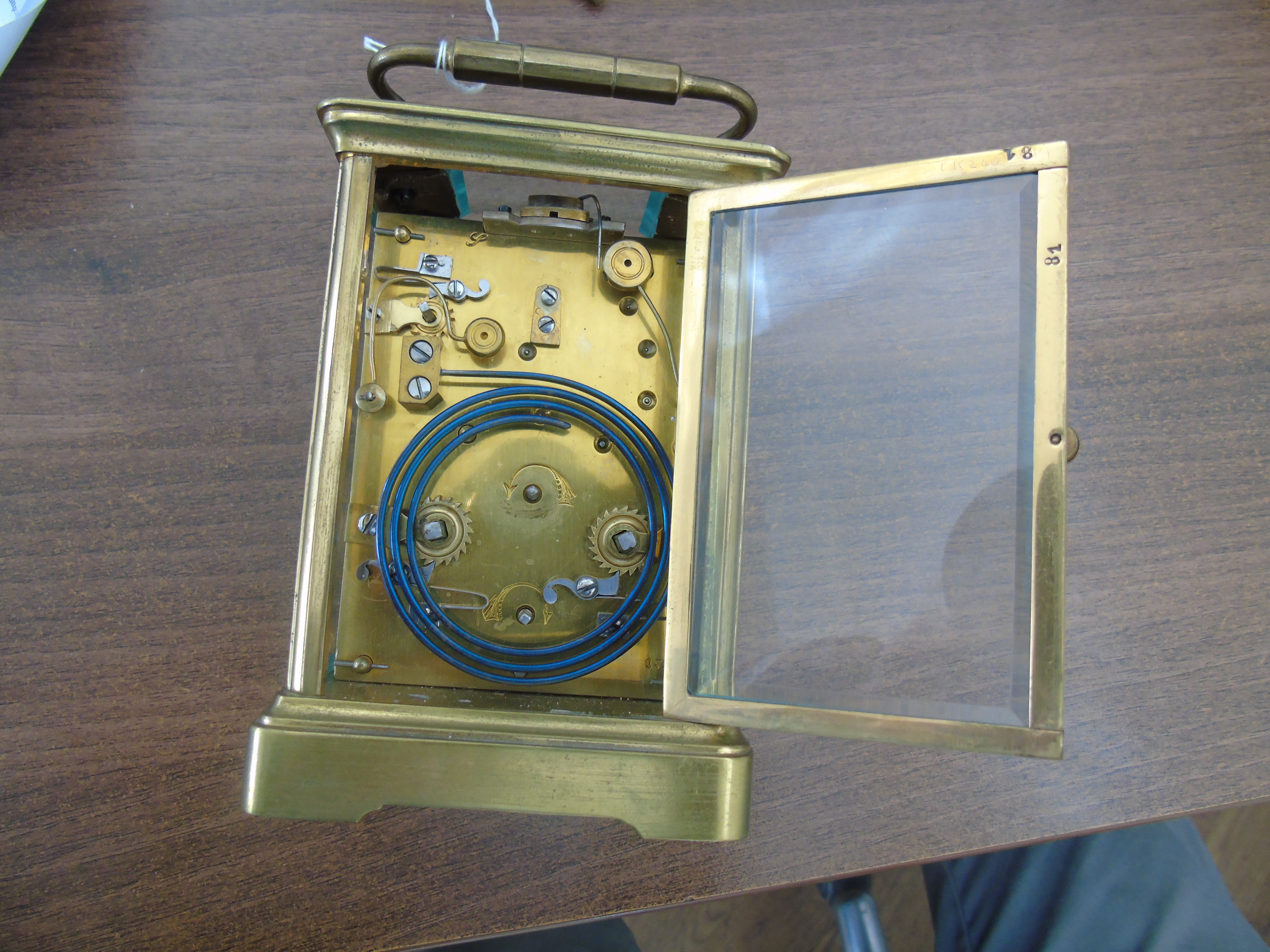 19th CENTURY BRASS CARRIAGE CLOCK FUSSE REPEATER MOVEMENT HAIR LINE ON DIAL EST[£40-£60] - Image 2 of 8