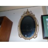 GEORGIAN STYLE OVAL MIRROR WITH SWAGS & RIBBON DECORATION EST [£40-£60]