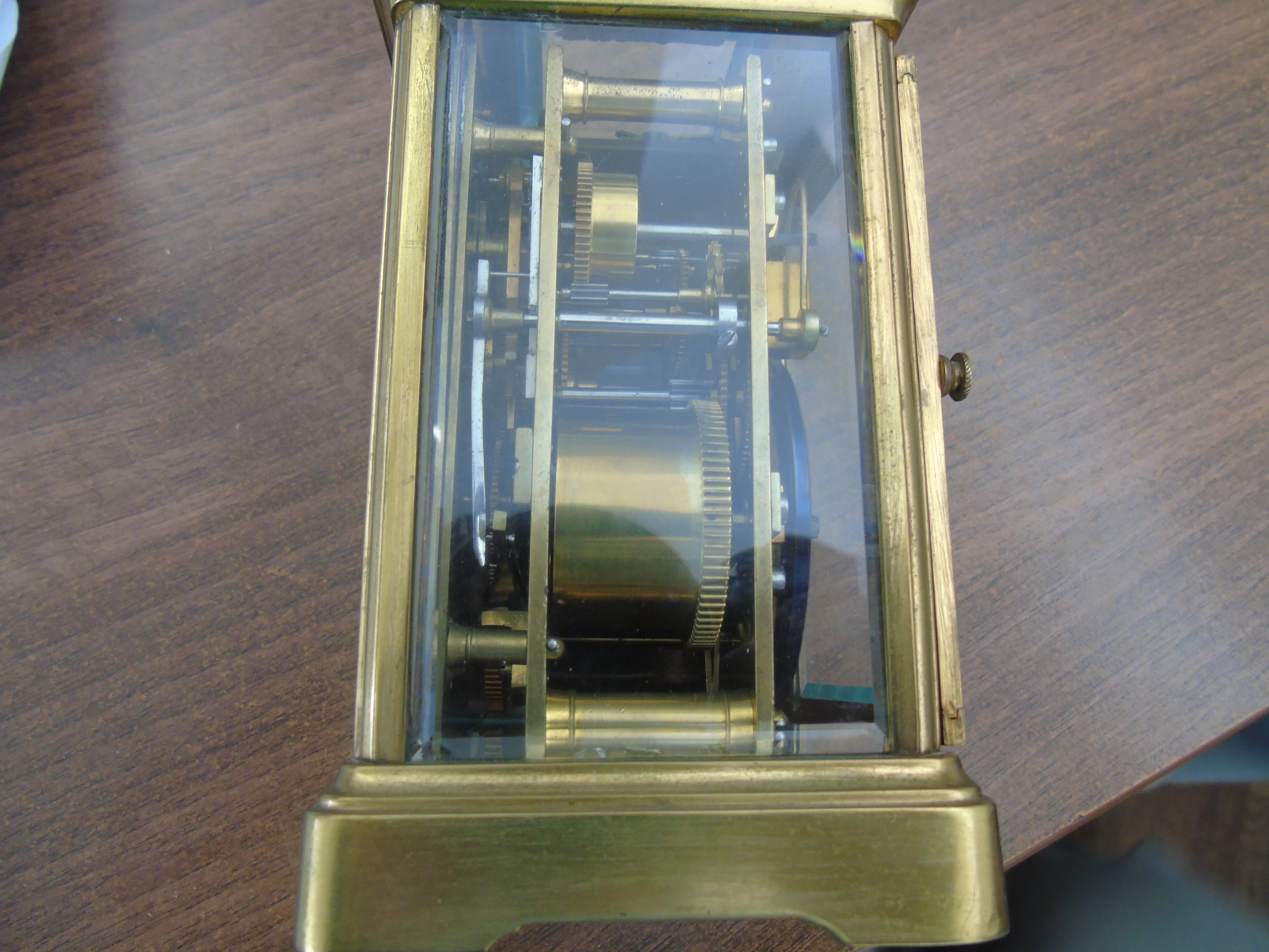 19th CENTURY BRASS CARRIAGE CLOCK FUSSE REPEATER MOVEMENT HAIR LINE ON DIAL EST[£40-£60] - Image 4 of 8