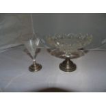 ETCHED GLASS CHRISTENING CUP 1851 & A COMPORT BOTH WITH PLATED BASES EST[£25-£50]