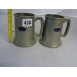 LAGONDA CLUB "CONCOURS D ELEGANCE " PEWTER TANKARDS AWARDED TO B.J.A.MARTIN 1964 & 1966 10CM HIGH