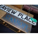 CAST IRON STREET SIGN & BRASS STANHOPE SIGN EST[£20-£40]