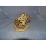 EICHWALD YELLOW WARE GILT& GLAZED POTTERY FIGURE OF A BOY & HORSE WITH A PIPE RACK EST [£25-£45]