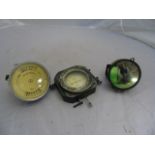 MERCEDES VINTAGE MOTOR CAR SPEEDOMETER 10 CM DIA & AN AMERICAN AMES INSTRUMENT & MIRROR EST [£25-£