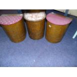 THREE MID CENTURY STOOL TYPE OTTOMANS EST[£10-£20]