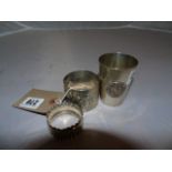 GERMAN SILVER BEAKER STAMPED 800 & TWO OTHERS EST[£20-£40]