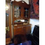 OAK DRESSER THE TOP CABINET WITH STAINED GLASS DOOR FRONTS A/F EST [£35-£70]