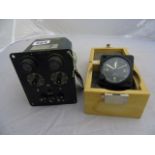 TWO AIRCRAFT INSTRUMENTS A COMPASS CONTROL BOX MOD CROWWFOOT & A BOXED CLOCK EST[£40-£80]