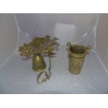 HEAVY CAST BRASS DOOR BELL & DECORATIVE CAST BRASS POT EST[£30-£50]