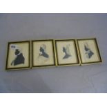 SET OF FOUR HAND PAINTED SILHOUETTES BY DOROTHY TURTON 10-12CM 1630-1650 EST [£60-£80]