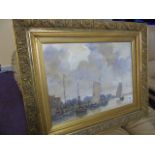 G J V OVERBEEK SIGNED WATER COLOUR OF ROTTERDAM 1899 54 X 40CM OF£120-200]