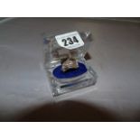 SILVER GERMAN GARNET POISON RING "ICH ATME TIEF UND OHNE ANGST" REPLICA IN PERSPEX BOX EST[£80-£