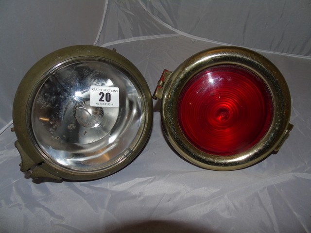 MILITARY MAZDA SPOT & SIGNAL LAMP & ONE OTHER BRASS LAMP EST [£20-£40]