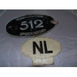 DUTCH ALUMINIUM ALLOY OVAL SIGN AND TIN PLATE NL SIGN EST [£25-£50]