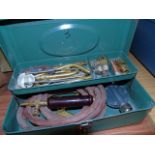 VINTAGE PREST O LITE GAS SOLDERING TORCH IN A CANTILEVER TIN BOX EST[£15-£30]