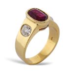 18kt gold ring with ruby 1950s/1960s weight 12,8 gr.