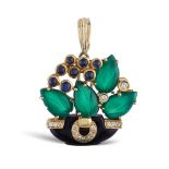 Cartier, floral pattern pendant brooch weight 15,1 gr.