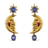 Filippo Moroni, "Luna" pendant earrings Rome, 1980s weight 10 gr.