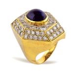 14kt gold and cabochon sapphire ring 1950s/1960s weight 20 gr.