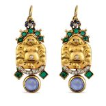 Filippo Moroni, "Buddha" pendant earrings Rome, 1980s weight 15 gr.