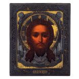 Icon depicting the Christs' face Russia, 19th century 27,5x22,8 cm.