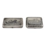 Two silver snuffboxes Russia, 19th - 20th century tot. weight 277 gr.