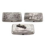 Three silver cigarette boxes Russia, early 20th century tot. weight 560 gr.