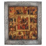 Icon depicting the "Twelve Feasts" Moscow, 19th century 32,5x37 cm.