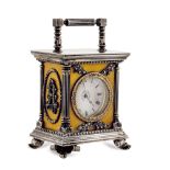 Silver and enamel miniature clock Russia, 20th century weight 320 gr.